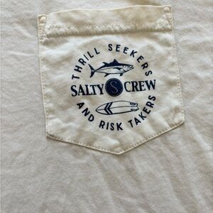 Salty Crew Tan Pocket Tee with Navy Logo